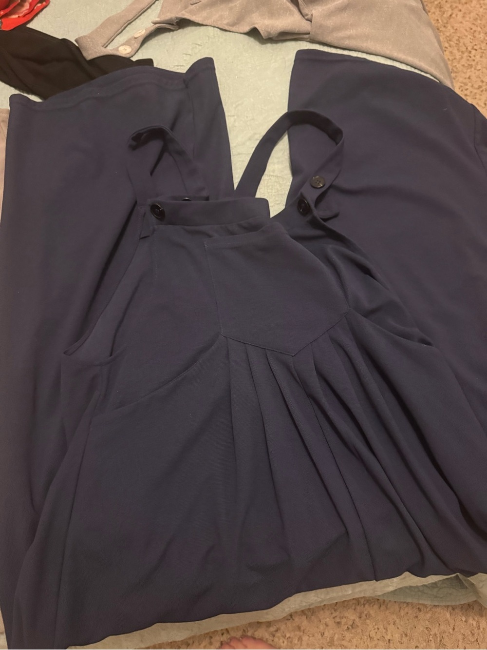 HALARA Navy Blue Midi Pinafore Jumpsuit